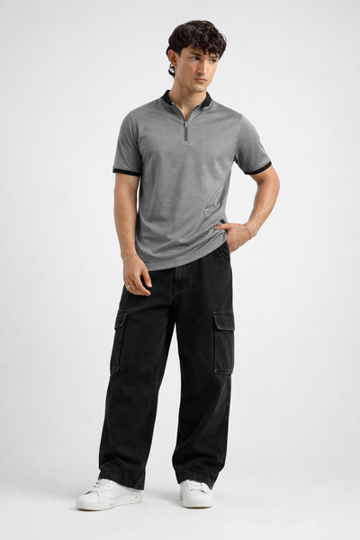 Zipper Polo – Gray