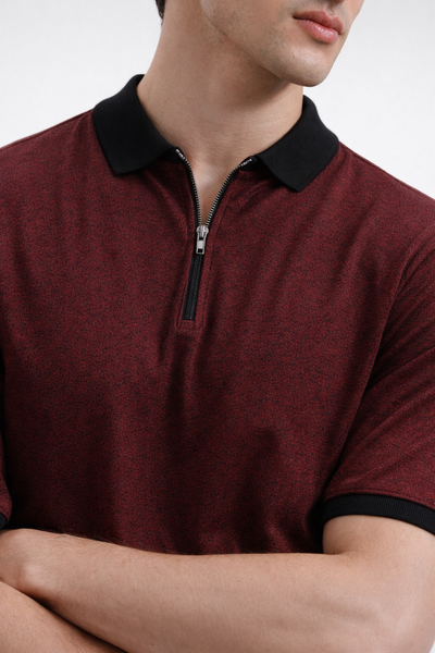 Zipper Polo – Maroon