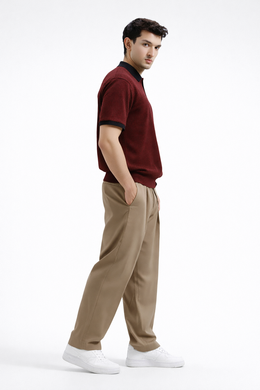 Zipper Polo – Maroon