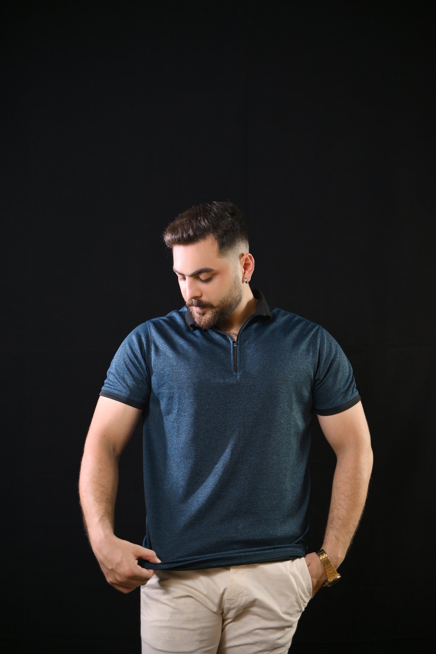 Zipper Polo – Navy Blue