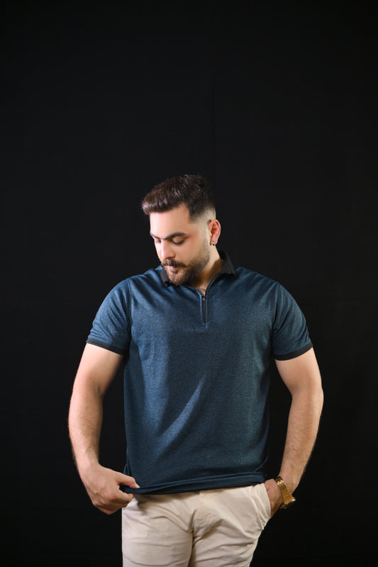 Zipper Polo – Navy Blue