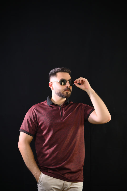 Zipper Polo – Maroon
