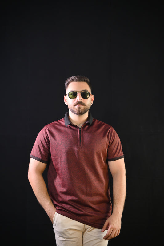 Zipper Polo – Maroon