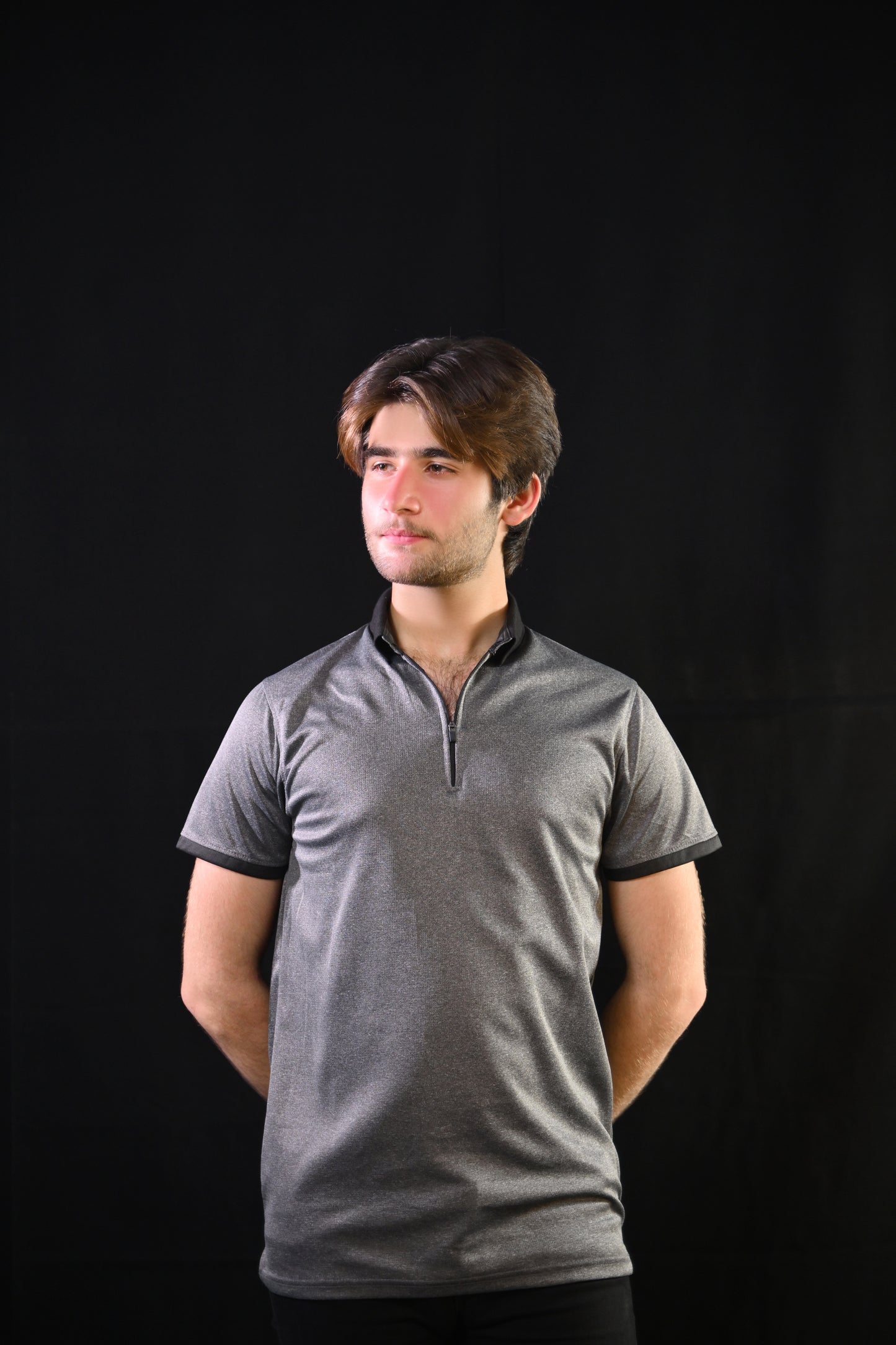 Zipper Polo – Gray