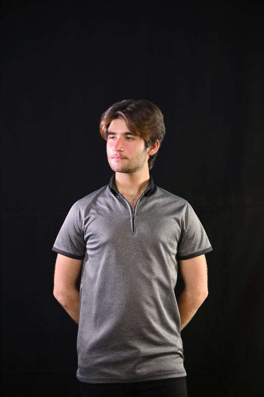 Zipper Polo – Gray